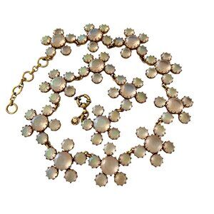J. Crew Gold-Tone Iridescent White Opalescent Stones Statement Necklace Rare